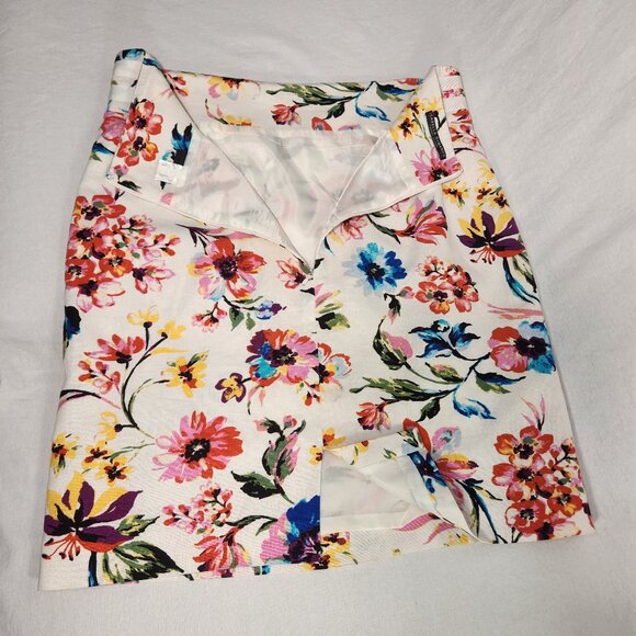 ISABELLA DeMARCO Feminine Romantic Linen Blend Ivory Floral Print Skirt Size 12. - Picture 8 of 16